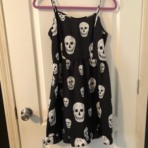Skull Print Baby Doll Dress